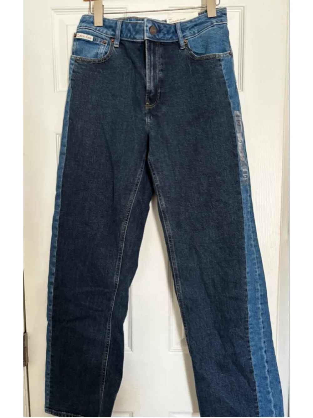 Women's Calvin Klein Two-Tone Wide Leg Jeans Blue 30